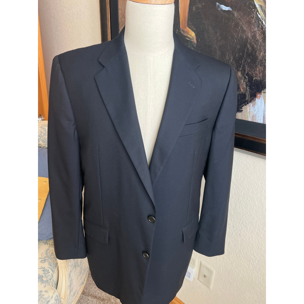 Hickey Freeman Black Wool Sport Coat Blazer 44R